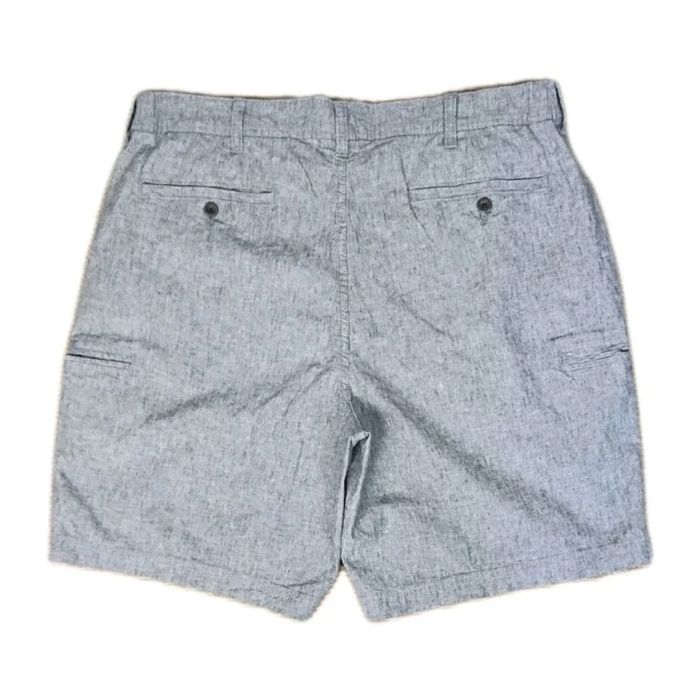 St. John's Bay Mens Linen Blend Elastic Waist Cargo Shorts Gray Sz 38